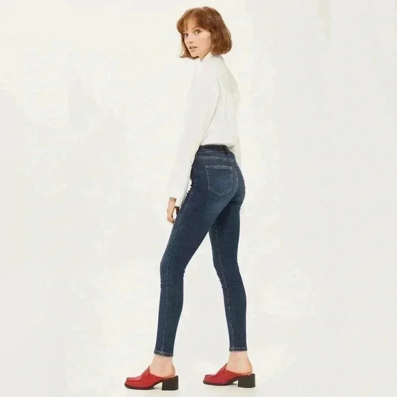 Topshop Moto Sidney Skinny Jeans Mid Rise  Dark Blue Size 26 - Picture 2 of 16
